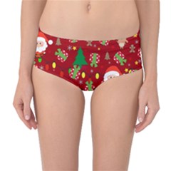 Santa And Rudolph Pattern Mid-waist Bikini Bottoms by Valentinaart