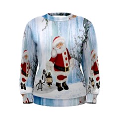 Santa Claus With Funny Penguin Women s Sweatshirt by FantasyWorld7