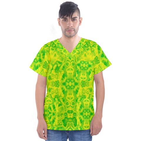 Pattern Men s V-neck Scrub Top by gasi