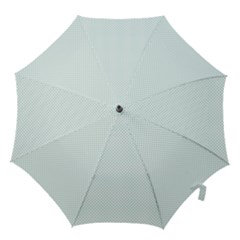 Tiffany Aqua Blue Candy Polkadot Hearts On White Hook Handle Umbrellas (medium) by PodArtist