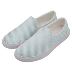 Tiffany Aqua Blue Candy Polkadot Hearts On White Men s Canvas Slip Ons