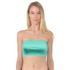 White Polkadot Hearts On Tiffany Aqua Blue  Bandeau Top by PodArtist