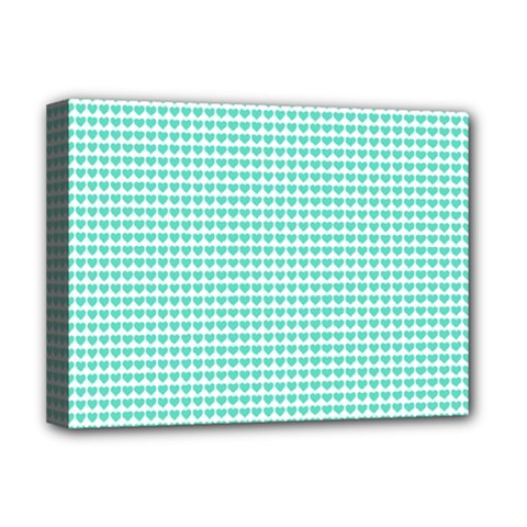 Tiffany Aqua Blue Candy Hearts On White Deluxe Canvas 16  X 12   by PodArtist