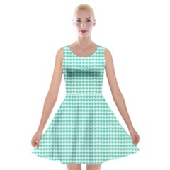 Tiffany Aqua Blue Candy Hearts On White Velvet Skater Dress by PodArtist