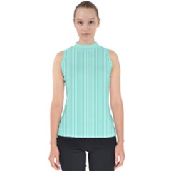 Classy Tiffany Aqua Blue Sailor Stripes Shell Top by PodArtist