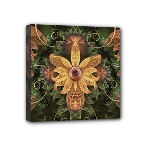 Beautiful Filigree Oxidized Copper Fractal Orchid Mini Canvas 4  X 4  by jayaprime