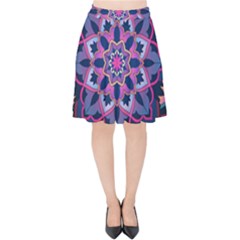Mandala Circular Pattern Velvet High Waist Skirt by Celenk