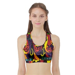 Ethnic Bold Bright Artistic Paper Sports Bra With Border by Celenk