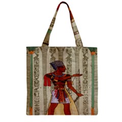 Egyptian Design Man Royal Zipper Grocery Tote Bag by Celenk