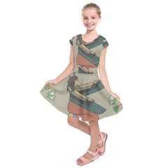 Egyptian Woman Wings Design Kids  Short Sleeve Dress by Celenk