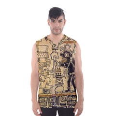 Mystery Pattern Pyramid Peru Aztec Font Art Drawing Illustration Design Text Mexico History Indian Men s Basketball Tank Top by Celenk