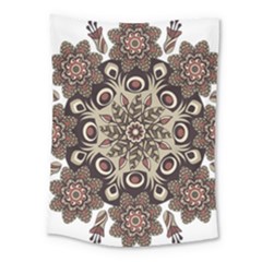 Mandala Pattern Round Brown Floral Medium Tapestry by Celenk