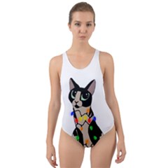 Meowy Christmas Cut-out Back One Piece Swimsuit by Valentinaart