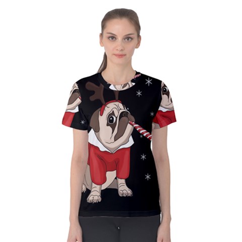 Pug Xmas Women s Cotton Tee by Valentinaart