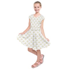 Gold Scales Of Justice On White Repeat Pattern All Over Print Kids  Short Sleeve Dress by PodArtist