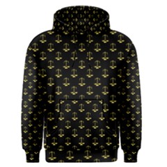 Gold Scales Of Justice On Black Repeat Pattern All Over Print  Men s Pullover Hoodie by PodArtist