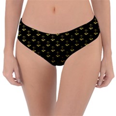 Gold Scales Of Justice On Black Repeat Pattern All Over Print  Reversible Classic Bikini Bottoms by PodArtist