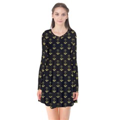 Gold Scales Of Justice On Black Repeat Pattern All Over Print  Flare Dress by PodArtist