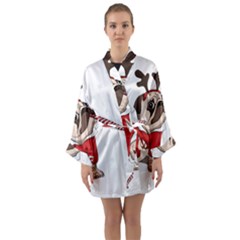 Pug Xmas Long Sleeve Kimono Robe by Valentinaart
