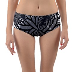 Fractal Symmetry Pattern Network Reversible Mid-waist Bikini Bottoms by Celenk