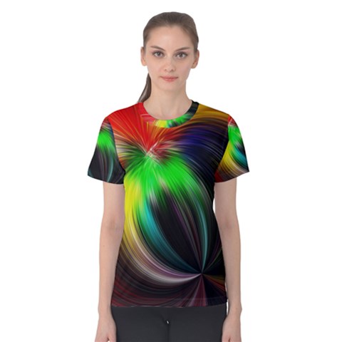 Circle Lines Wave Star Abstract Women s Cotton Tee by Celenk