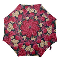 Pink Roses And Daisies Hook Handle Umbrellas (small) by allthingseveryone