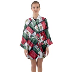 Mexican Flag Pattern Design Long Sleeve Kimono Robe by dflcprints