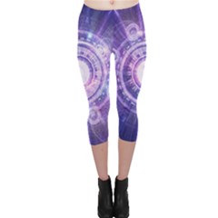 Blue Fractal Alchemy Hud For Bending Hyperspace Capri Leggings  by jayaprime