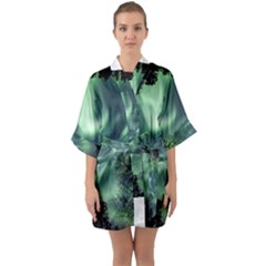 Northern Lights In The Forest Quarter Sleeve Kimono Robe by Ucco