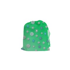 Snowflakes Winter Christmas Overlay Drawstring Pouches (xs)  by Celenk