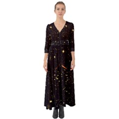 Star Sky Graphic Night Background Button Up Boho Maxi Dress by Celenk