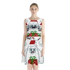 Yeti Xmas Sleeveless Waist Tie Chiffon Dress