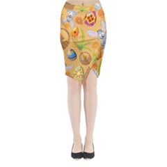 Easter Bunny And Egg Basket Midi Wrap Pencil Skirt by allthingseveryone