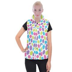 Polka Dot Easter Eggs Women s Button Up Puffer Vest by allthingseveryone