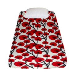 Red Flowers Fitted Sheet (single Size) by allthingseveryone