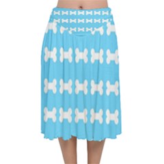 Dog Bone Background Dog Bone Pet Velvet Flared Midi Skirt