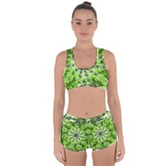 Lime Green Starburst Fractal Racerback Boyleg Bikini Set by allthingseveryone