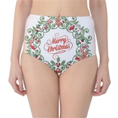 Merry Christmas Wreath High-waist Bikini Bottoms by Celenk