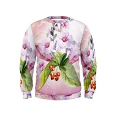 Wonderful Flowers, Soft Colors, Watercolor Kids  Sweatshirt by FantasyWorld7