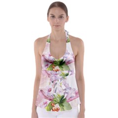 Wonderful Flowers, Soft Colors, Watercolor Babydoll Tankini Top by FantasyWorld7