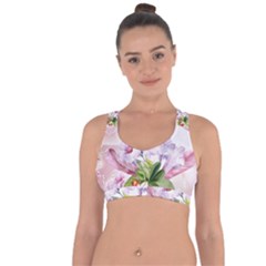 Wonderful Flowers, Soft Colors, Watercolor Cross String Back Sports Bra by FantasyWorld7