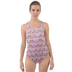 Floral Pattern Cut-out Back One Piece Swimsuit by SuperPatterns