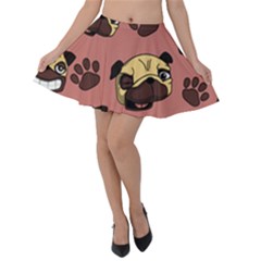 Happy Pugs Velvet Skater Skirt