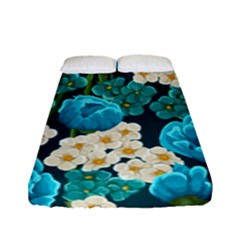 Light Blue Roses And Daisys Fitted Sheet (full/ Double Size) by Bigfootshirtshop