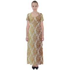 Vintage,gold,damask,floral,pattern,elegant,chic,beautiful,victorian,modern,trendy High Waist Short Sleeve Maxi Dress by NouveauDesign
