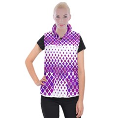 Pattern Square Purple Horizontal Women s Button Up Puffer Vest by Celenk