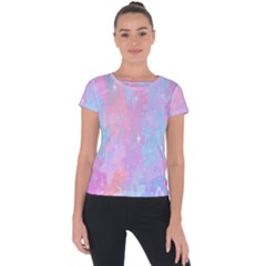 Space Psychedelic Colorful Color Short Sleeve Sports Top  by Celenk