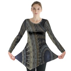 Fractal Spikes Gears Abstract Long Sleeve Tunic  by Celenk