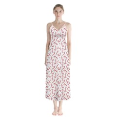 Candy Cane Button Up Chiffon Maxi Dress