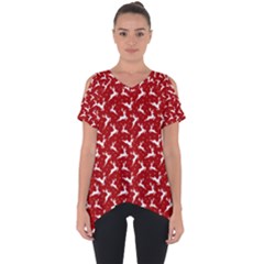 Red Reindeers Cut Out Side Drop Tee by patternstudio